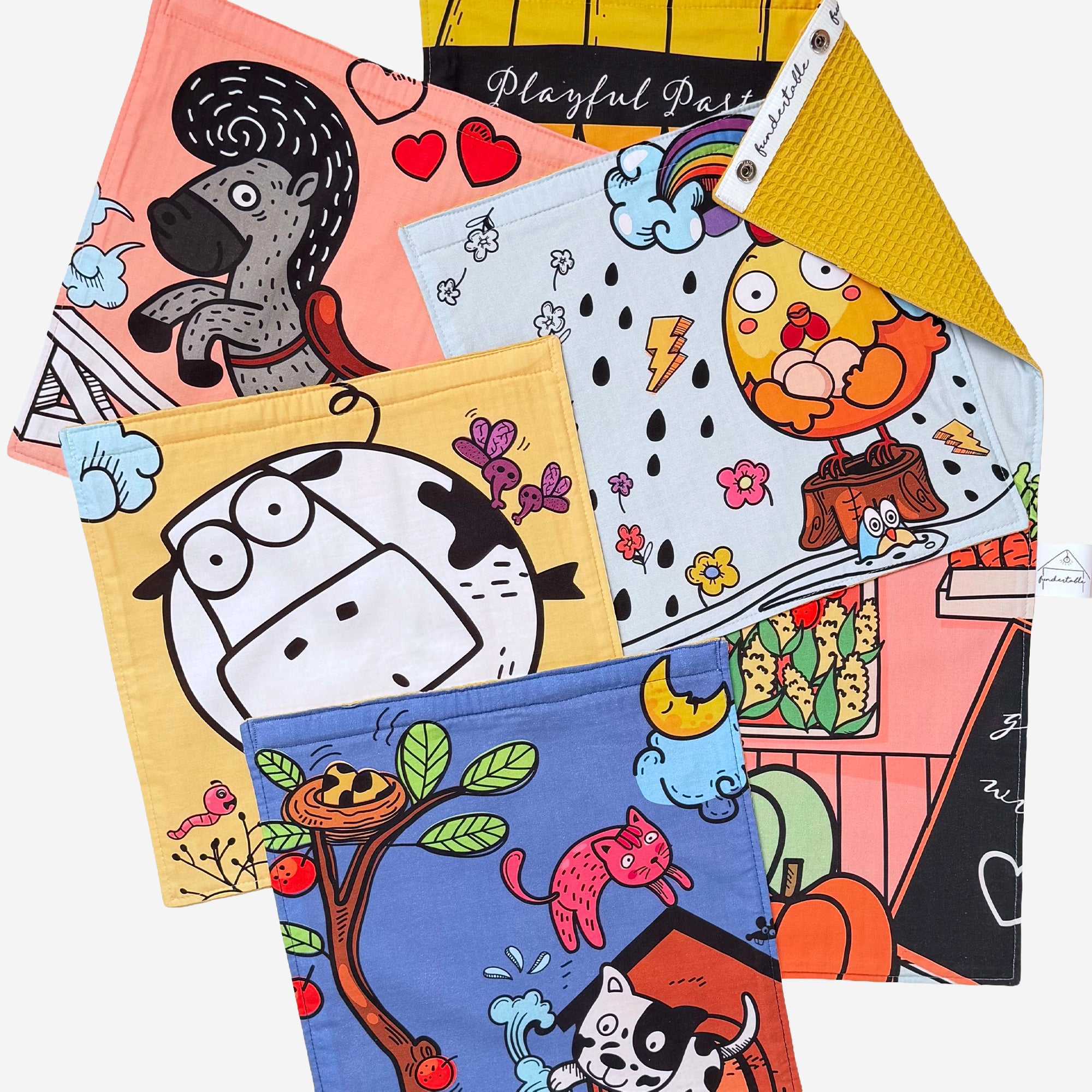 Fundertable Fensterklappen mit Tiermotiven – textile Elemente in verschiedenen Designs für den Spielraum unter dem Tisch