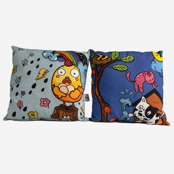 Fundertable Kissen mit Tiermotiven – zwei Designs mit Hund und Vogel im Set