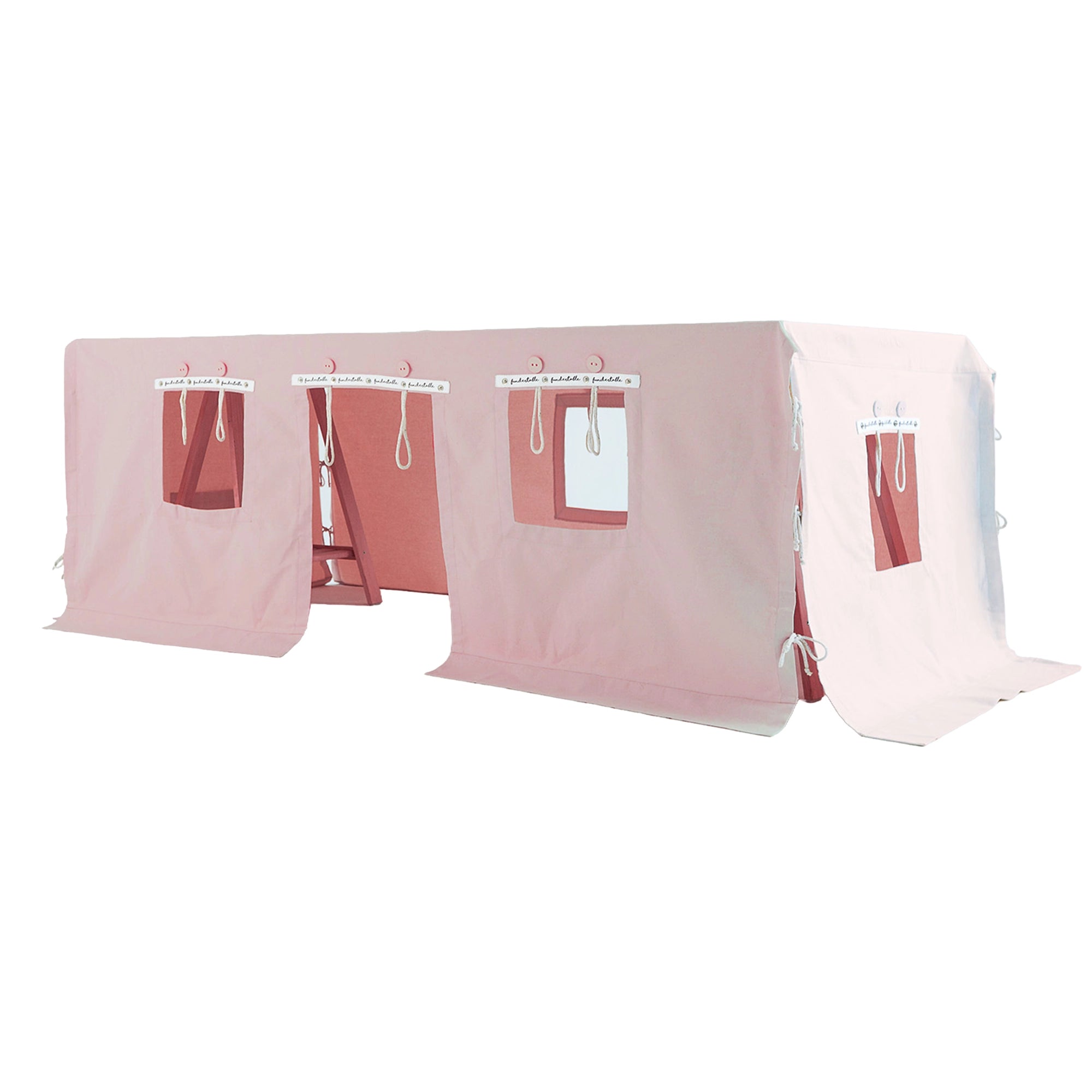 Fundertable Basissystem in Rosa – Tischvorhang ohne Fenster und aufrollbare Öffnungen