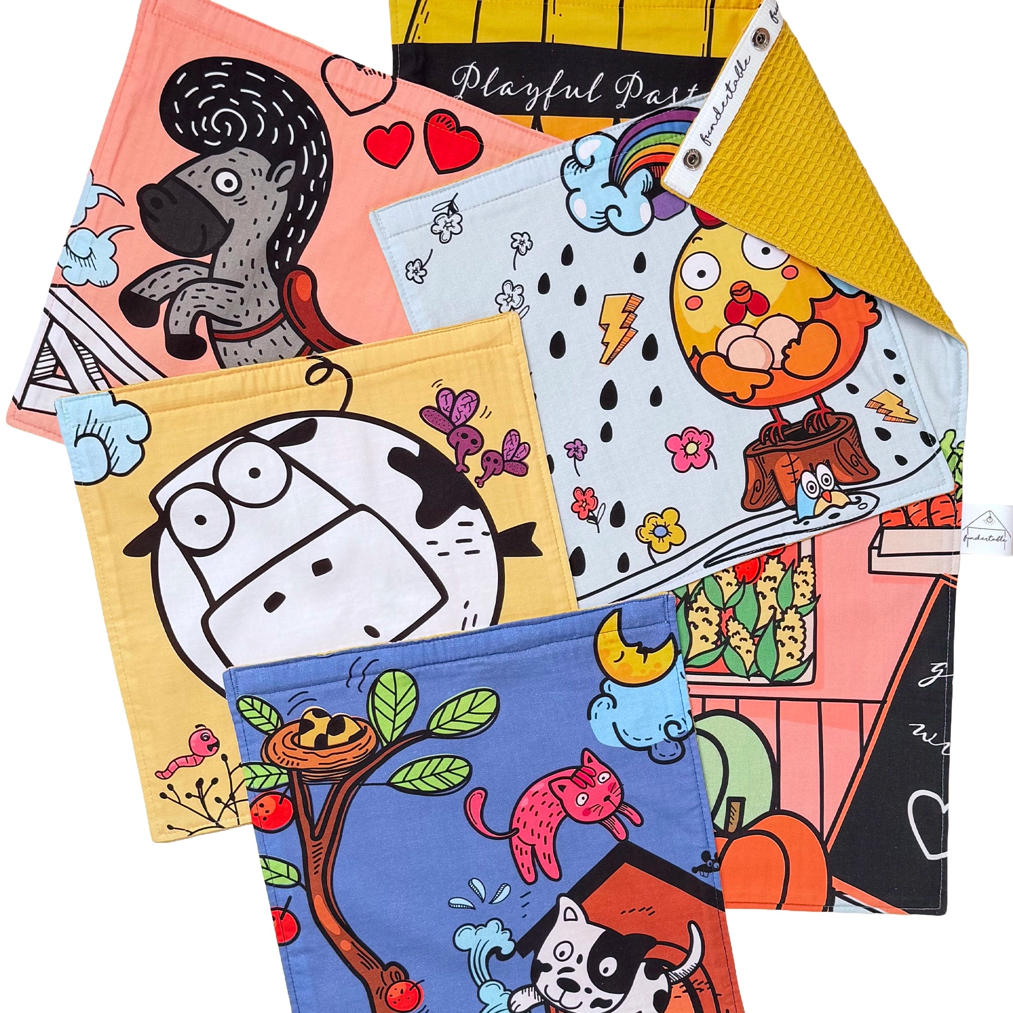 Fundertable Fensterklappen mit Tiermotiven – textile Elemente in verschiedenen Designs für den Spielraum unter dem Tisch